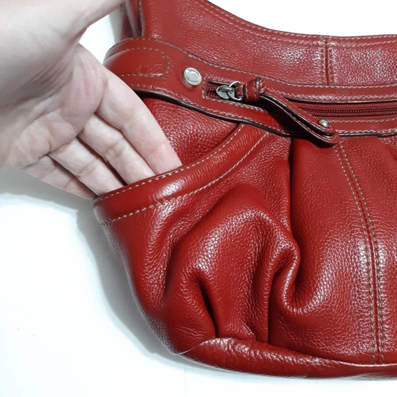 Tignanello red shoulder bag pebbled leather Y2K 90s style - Picture 13 of 15